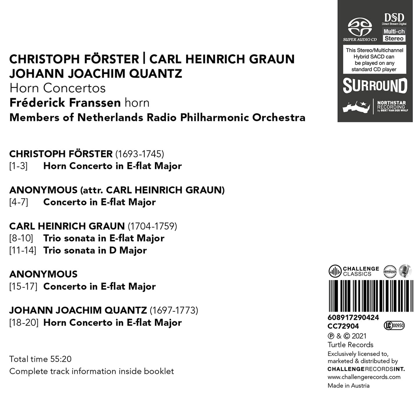 Forster, Graun, & Quantz: Horn Concertos