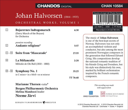 Halvorsen, J.: Orchestral Works, Vol. 1