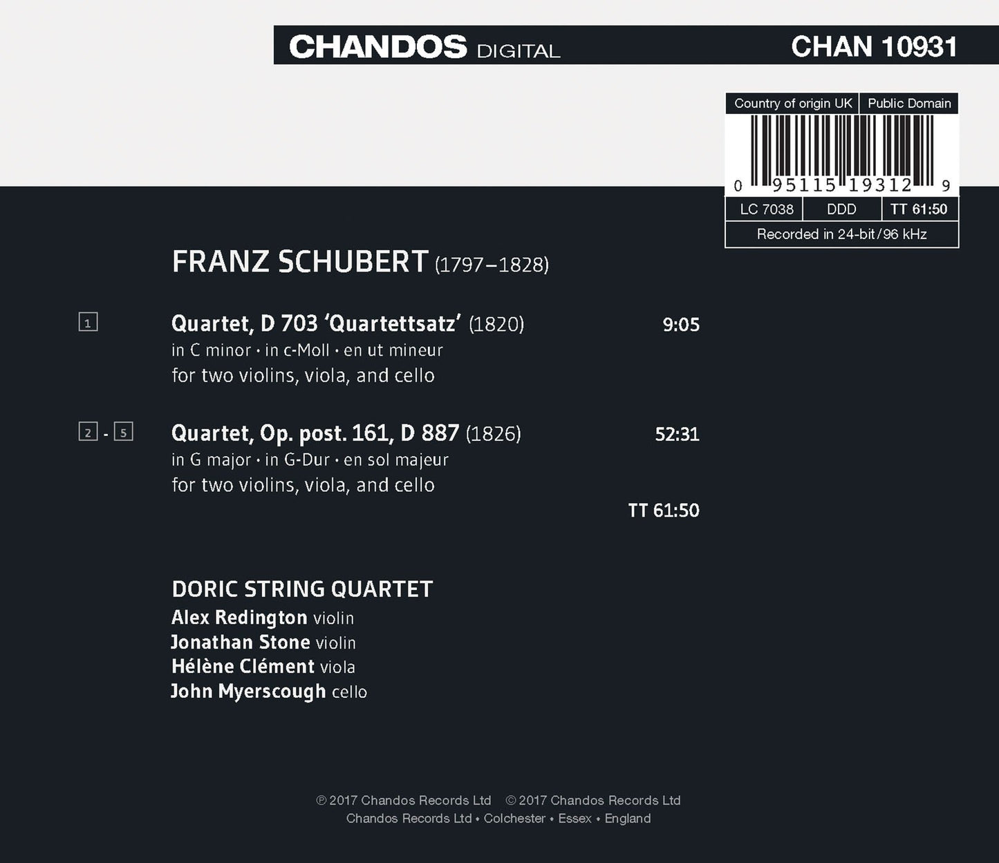 Schubert: String Quartets Nos. 12 & 15