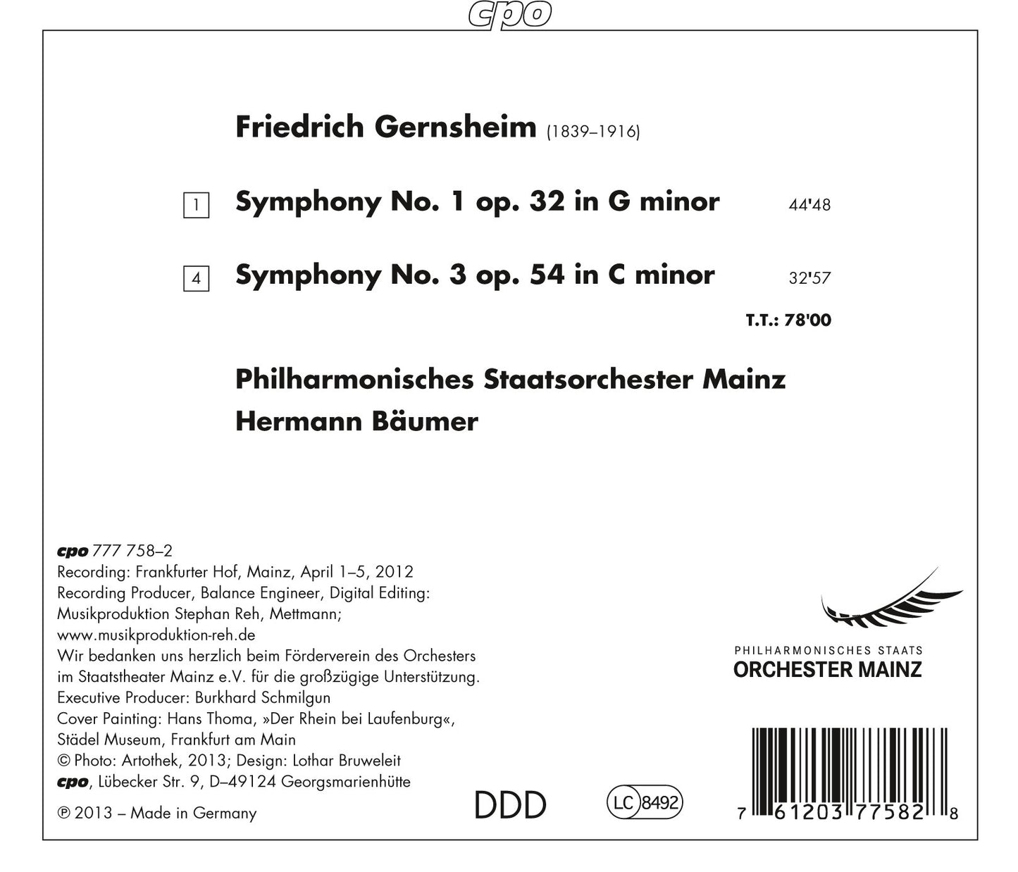 Gernsheim: Symphonies 1 & 3