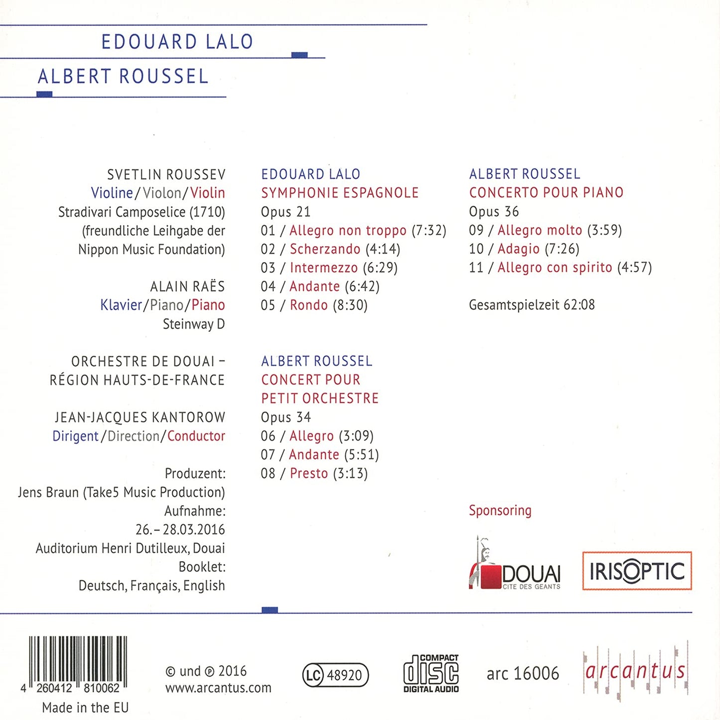 Orchestral Works Raes, Roussev, Orchestre De Douai, Kantorow