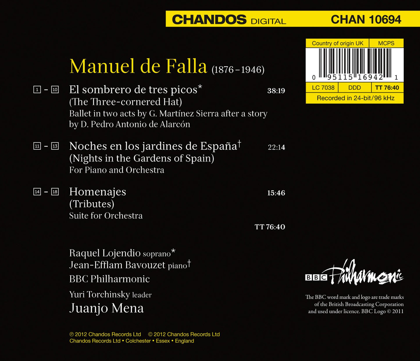 Falla: Works for Stage & Concert Hall