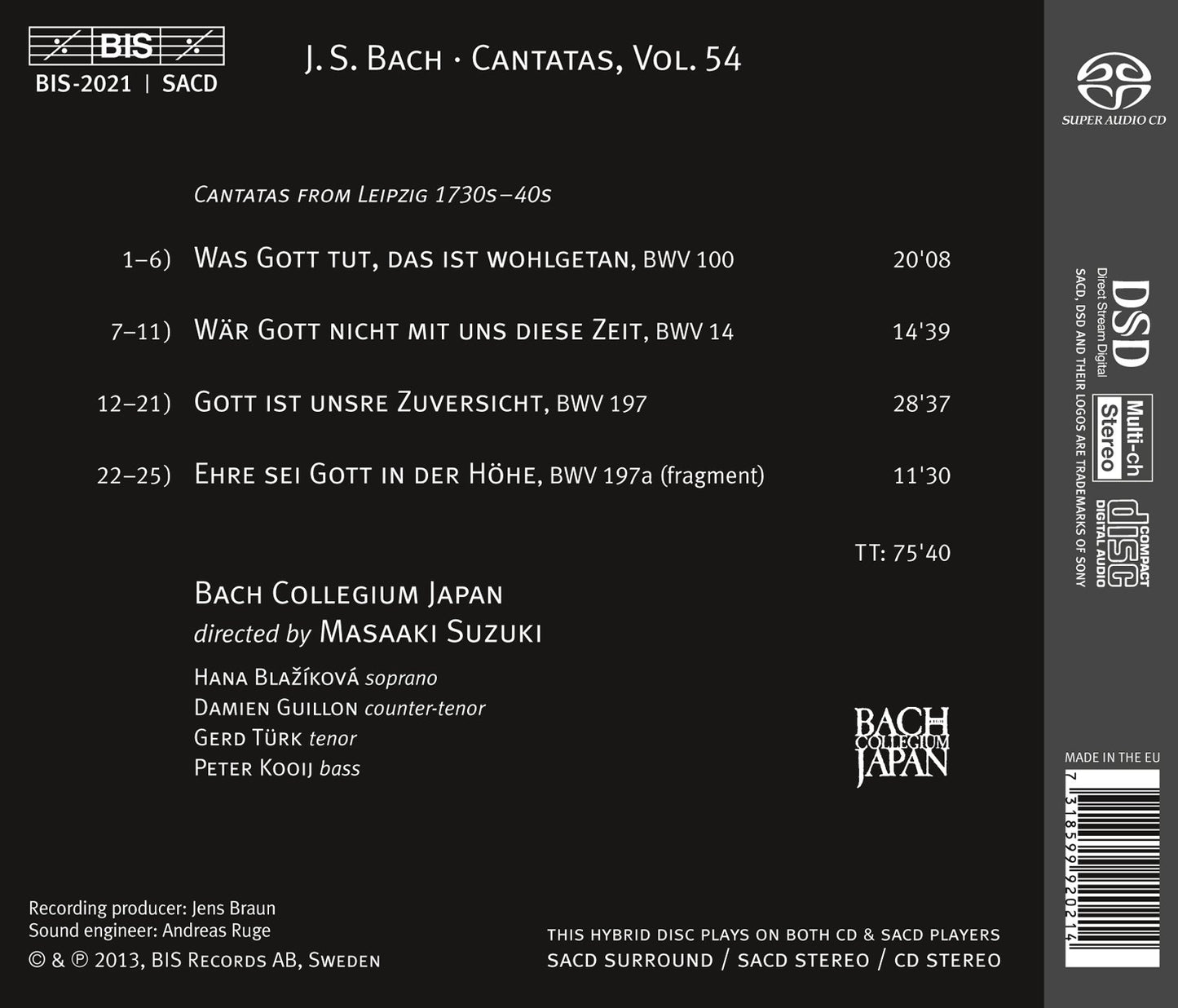 Bach: Cantatas, Vol. 54