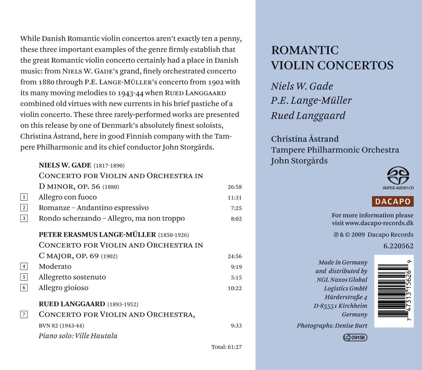 Violin Concertos (Danish) - Gade, N.W. / Lange-Muller, P.E.