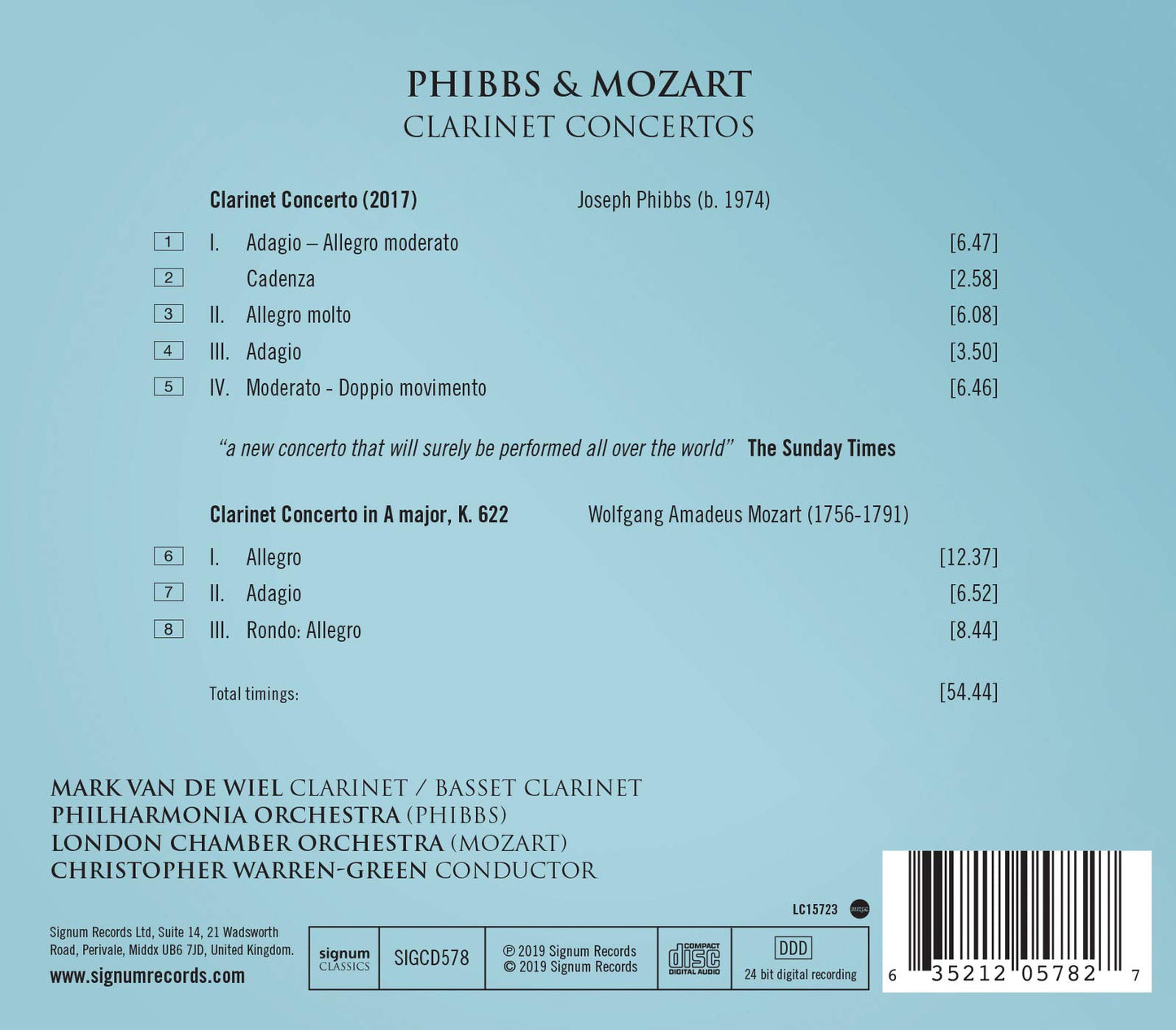 Phibbs & Mozart: Clarinet Concertos