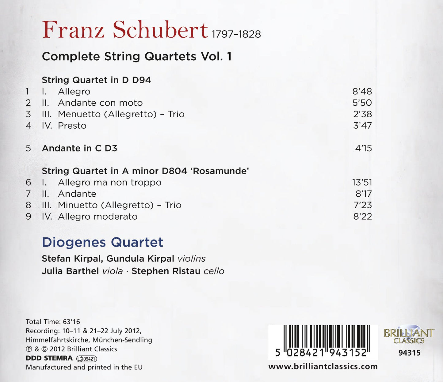 Schubert: String Quartets