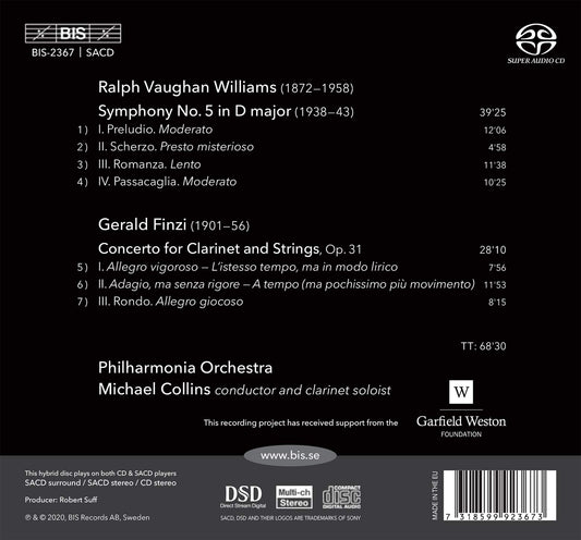 Vaughan Williams: Symphony No. 5 - Finzi: Clarinet Concerto