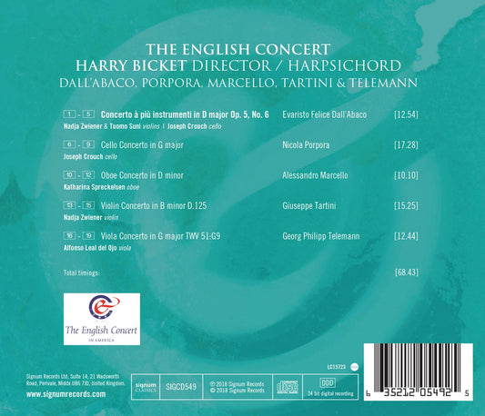 Dall'Abaco, Porpora, Marcello, Tartini & Telemann: Concertos