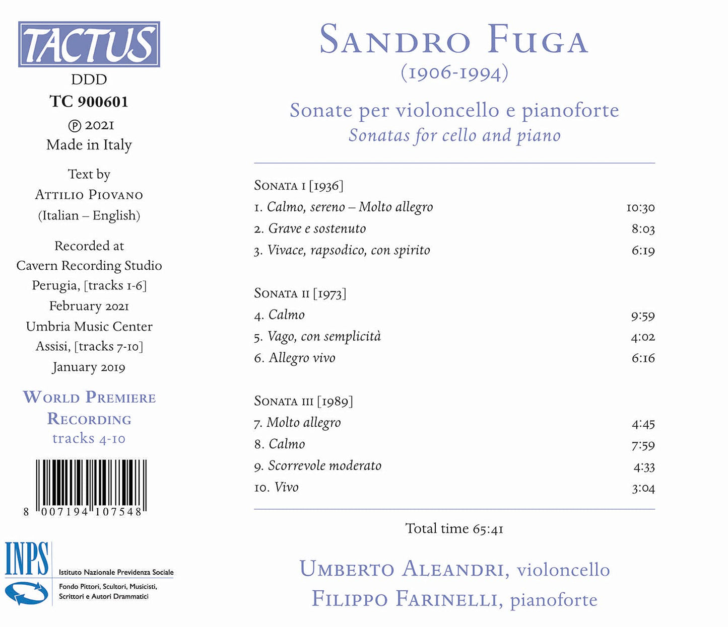 Fuga: Sonatas for cello and piano
