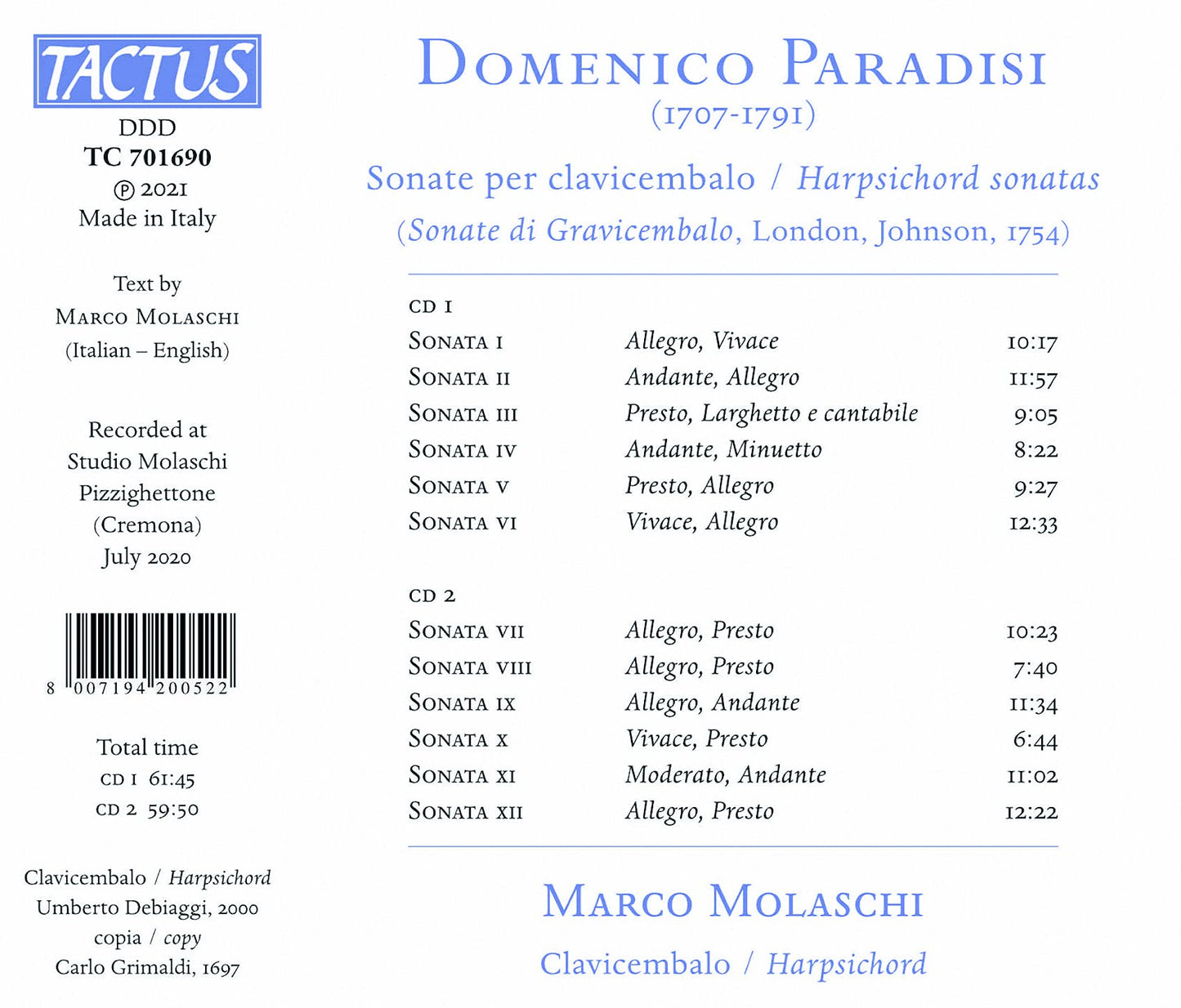 SONATE PER CLAVICEMBALO