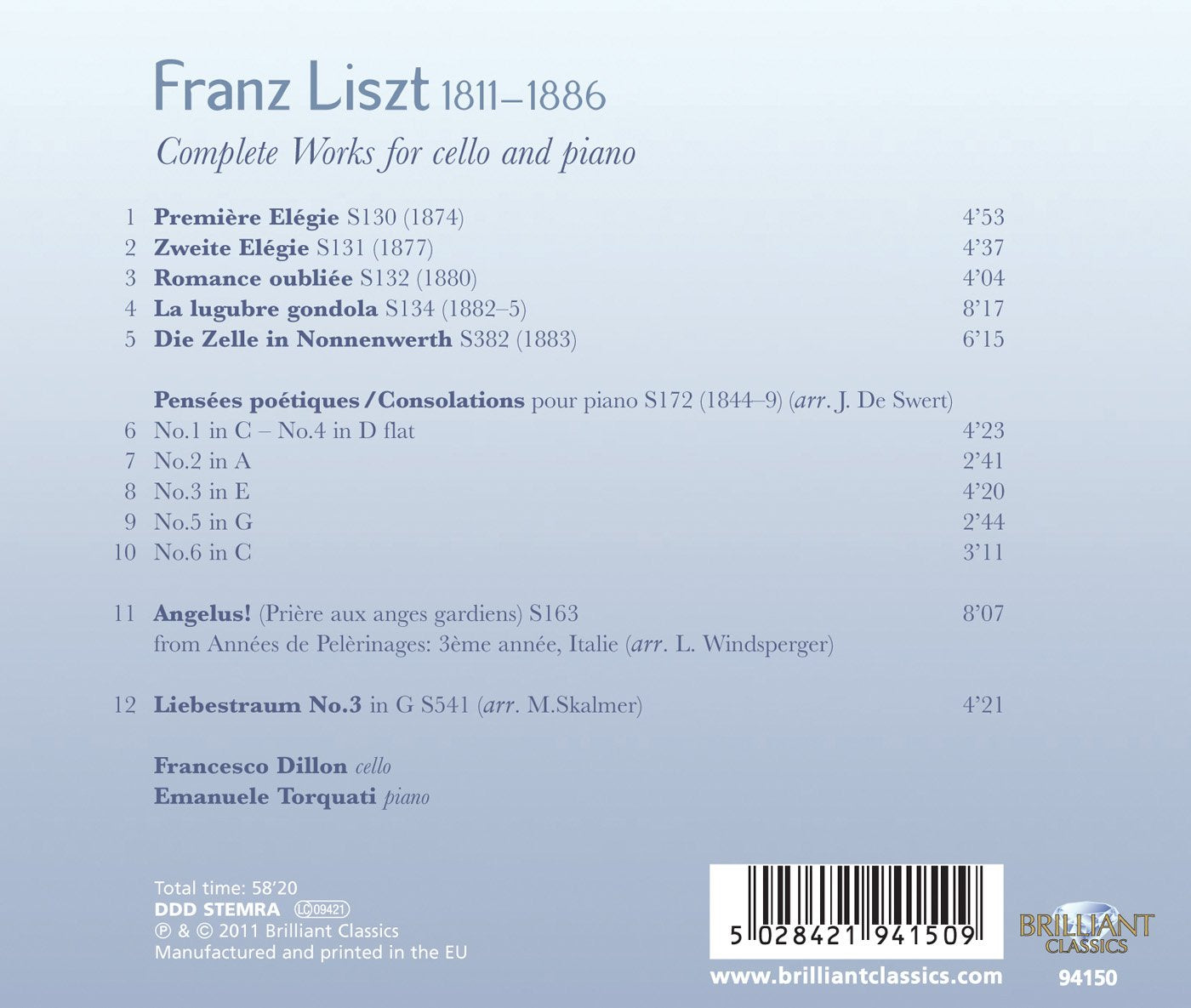 Liszt: Complete Works for Cello and Piano