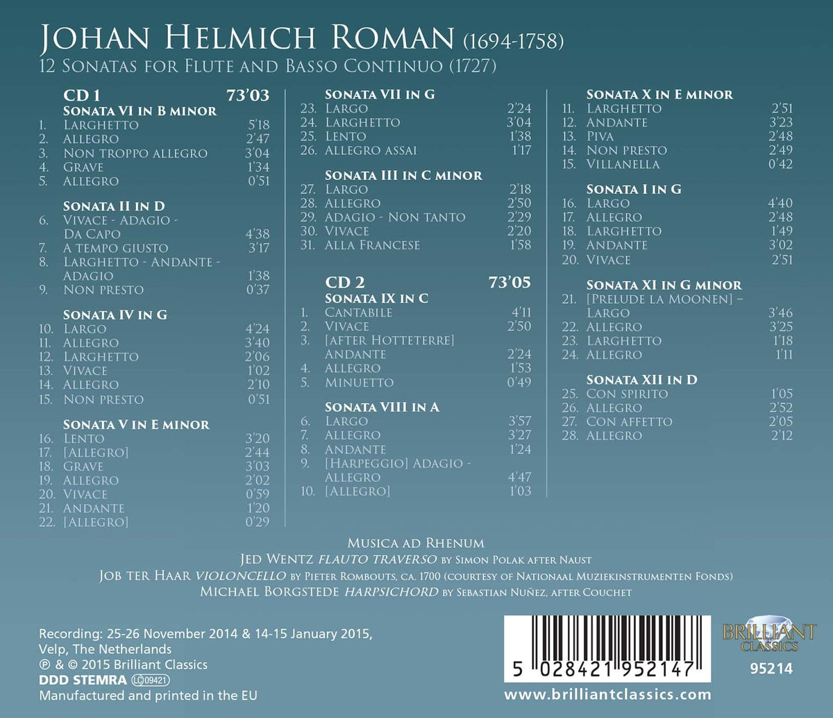 J. H. Roman: 12 Sonatas