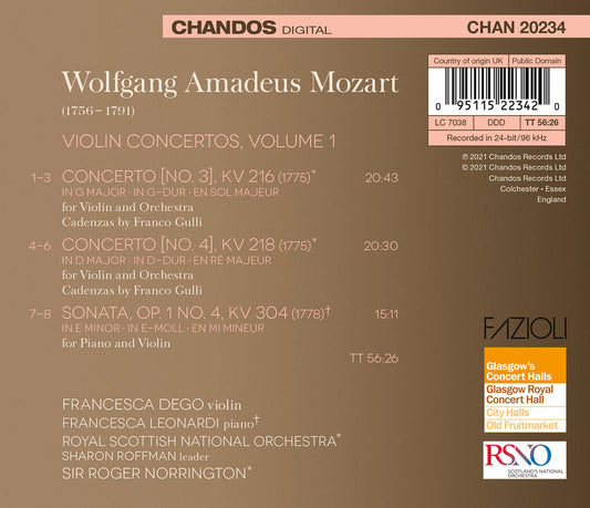 V1: Violin Concertos Dego, Leonardi, Royal Scottish National Orchestra, Norrington