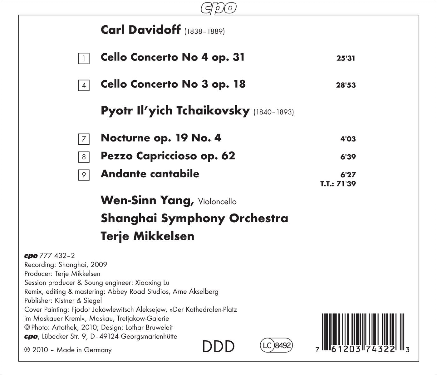 Davidoff: Cello Concertos Nos. 3 & 4