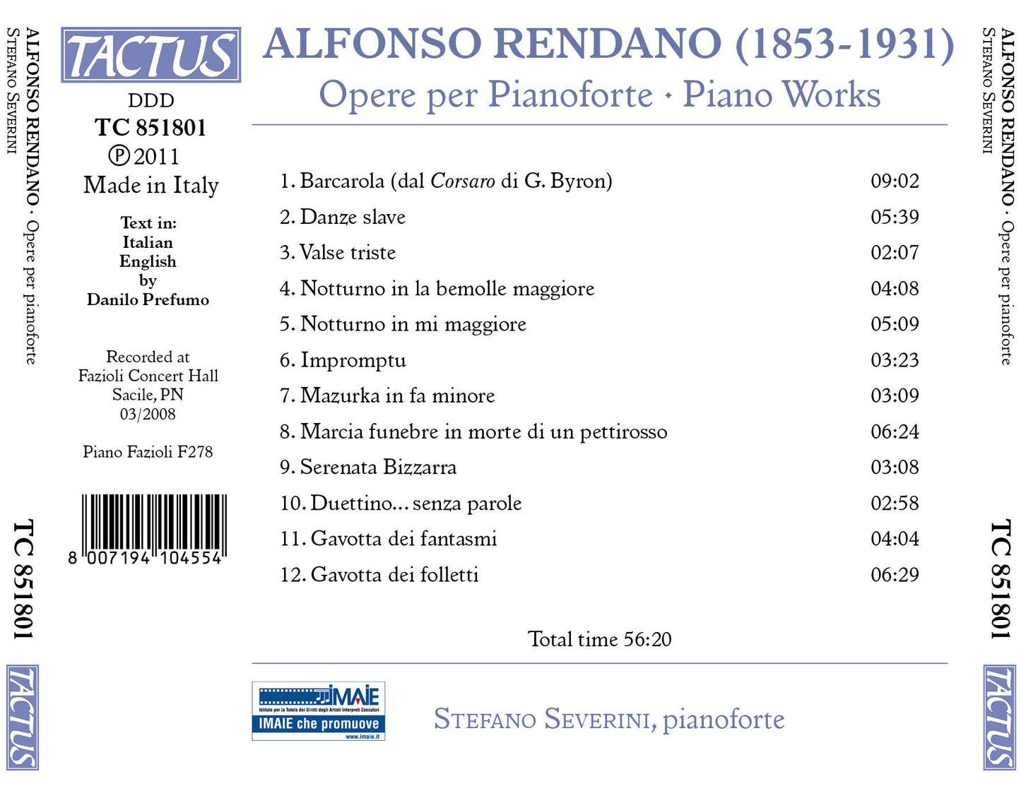 Rendano: Opere Per Pianoforte