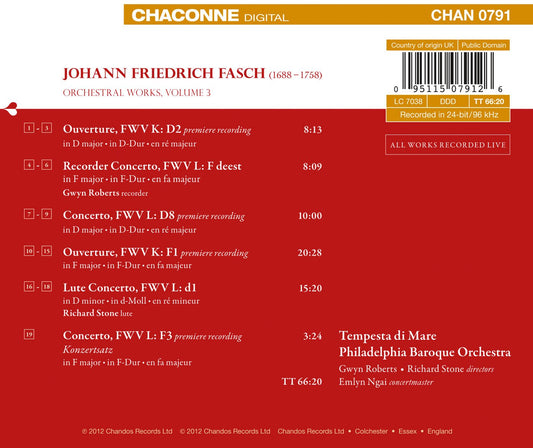 Fasch: Orchestral Works, Vol. 3