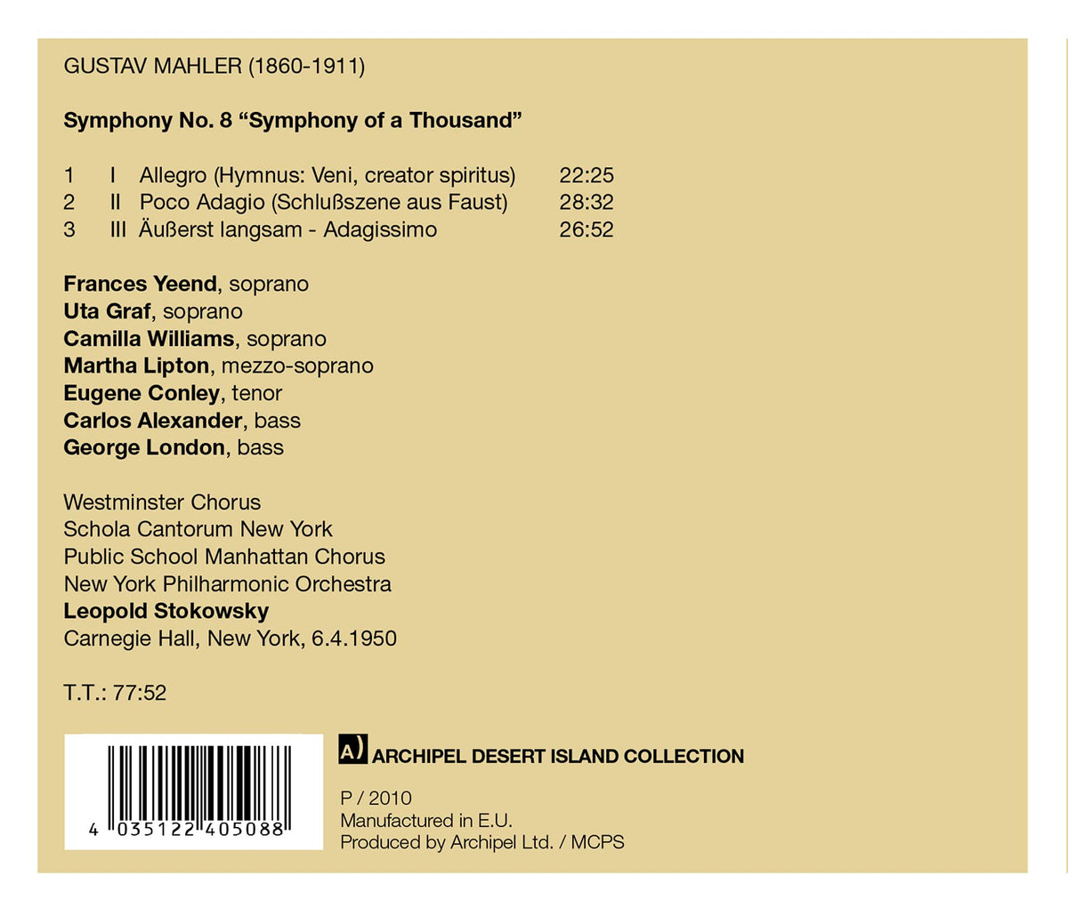 Leopold Stokowsky conducts Mahler Symphony No. 8