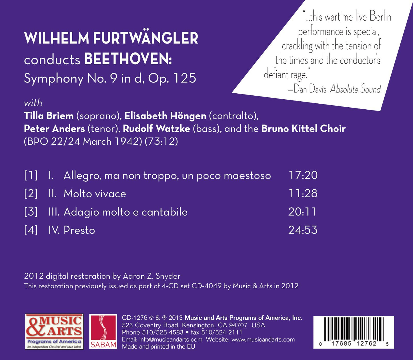 Beethoven: Symphony No. 9, "Choral"