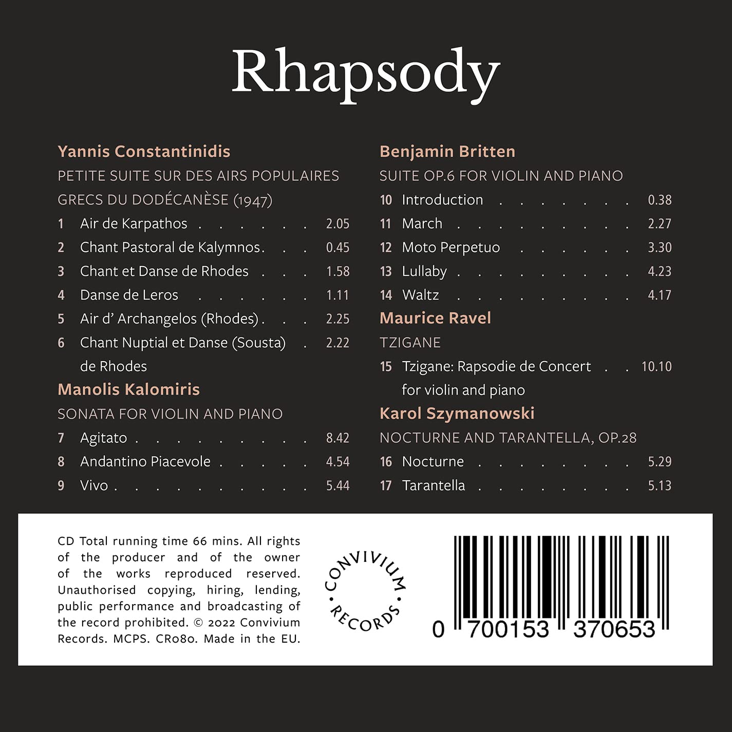 Rhapsody - 20th Century Violin Masterpieces