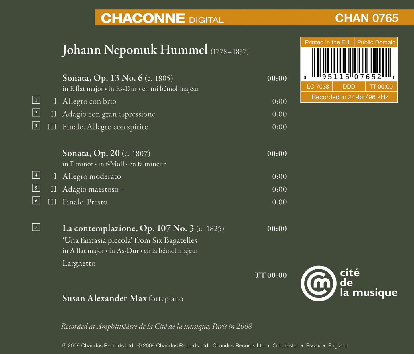 Hummel, J.N.: Sonata in E flat / Sonata in F minor / La cont