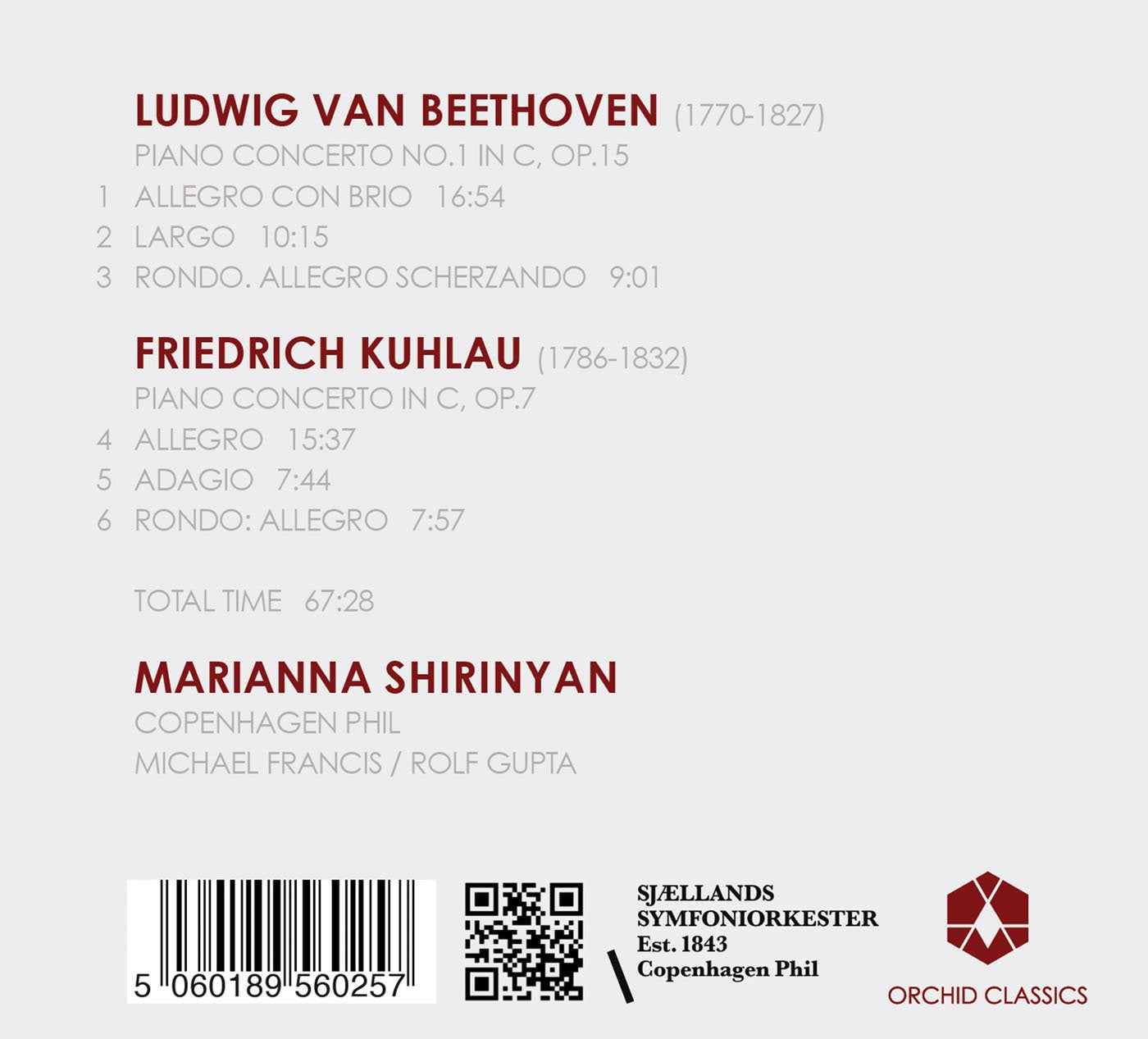 Beethoven: Piano Concerto No. 1 - Kuhlau: Piano Concerto
