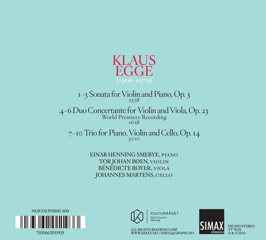 Egge: Sonata for Violin and Piano - Duo Concertante - Piano