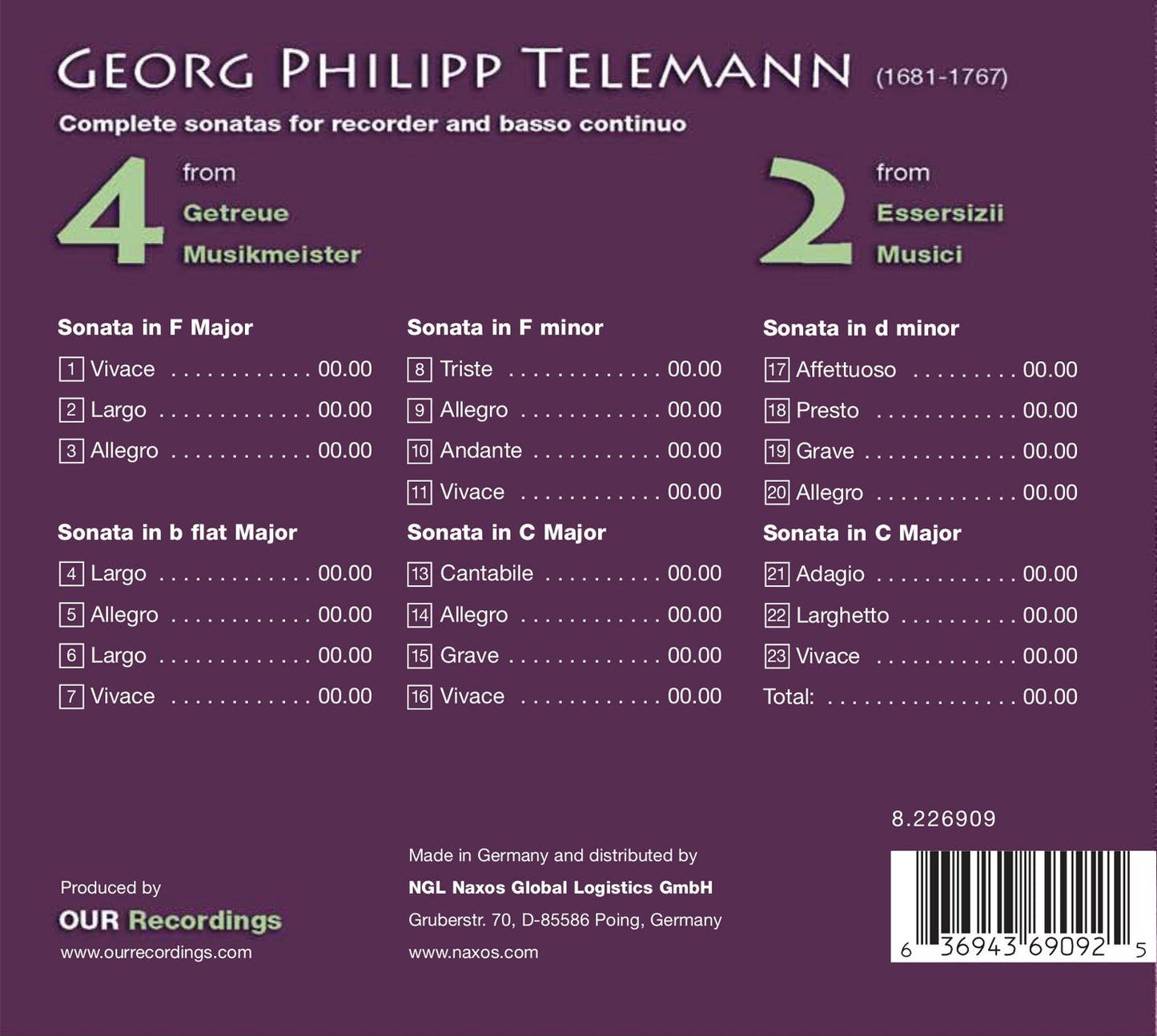 Telemann: Complete Sonatas for recorder & basso continuo