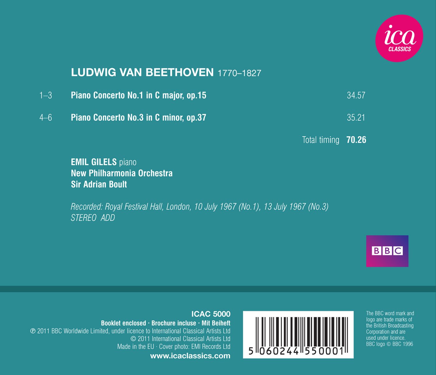 Beethoven: Piano Concertos Nos. 1 & 3