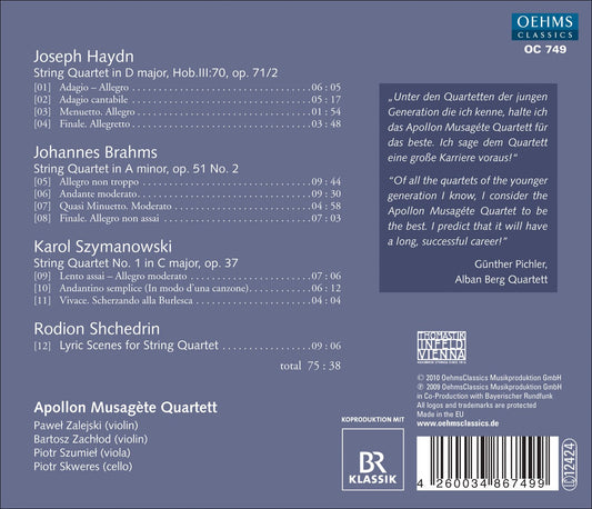 Apollon Musagète Quartett - Haydn, Brahms, Szymanowski, Shch