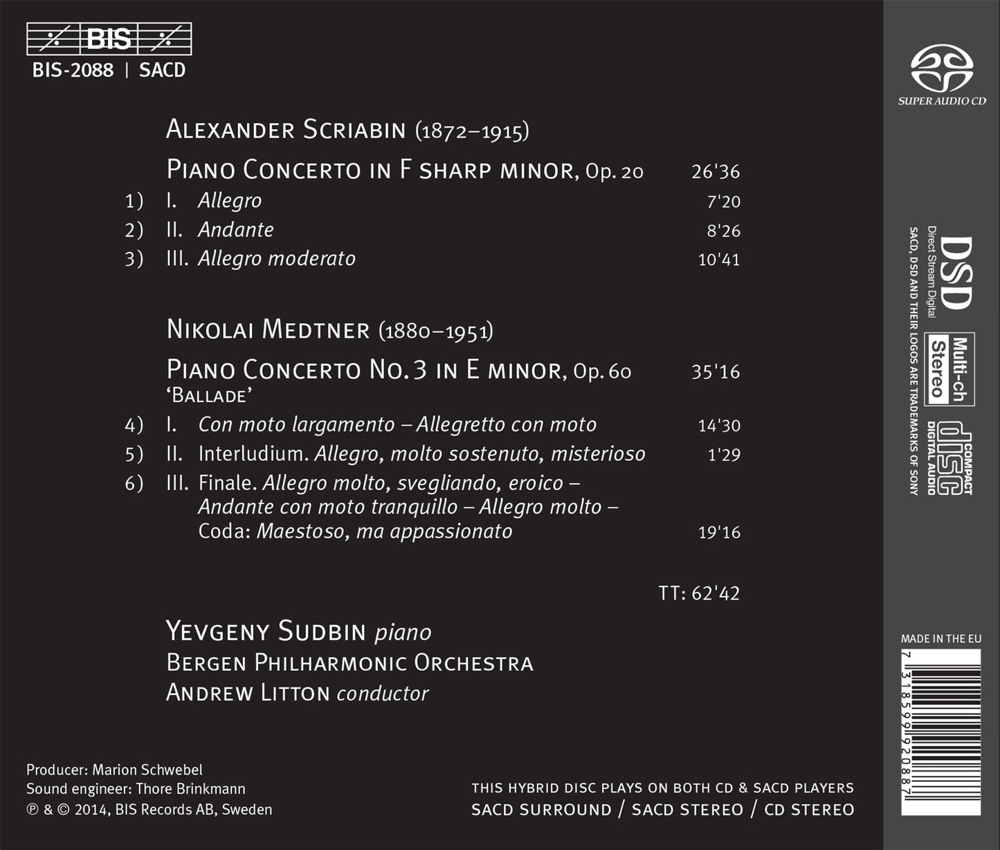 Medtner: Piano Concerto No. 3, Op. 60 - Scriabin: Piano Conc