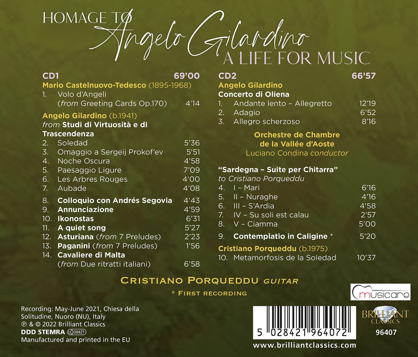 Cristiano Porqueddu: Homage to Angelo Gilardino - A Life for