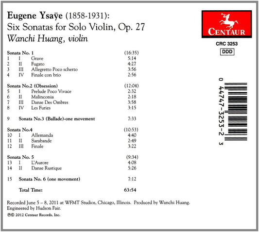 Ysaÿe: 6 Sonatas for Solo Violin, Op. 27