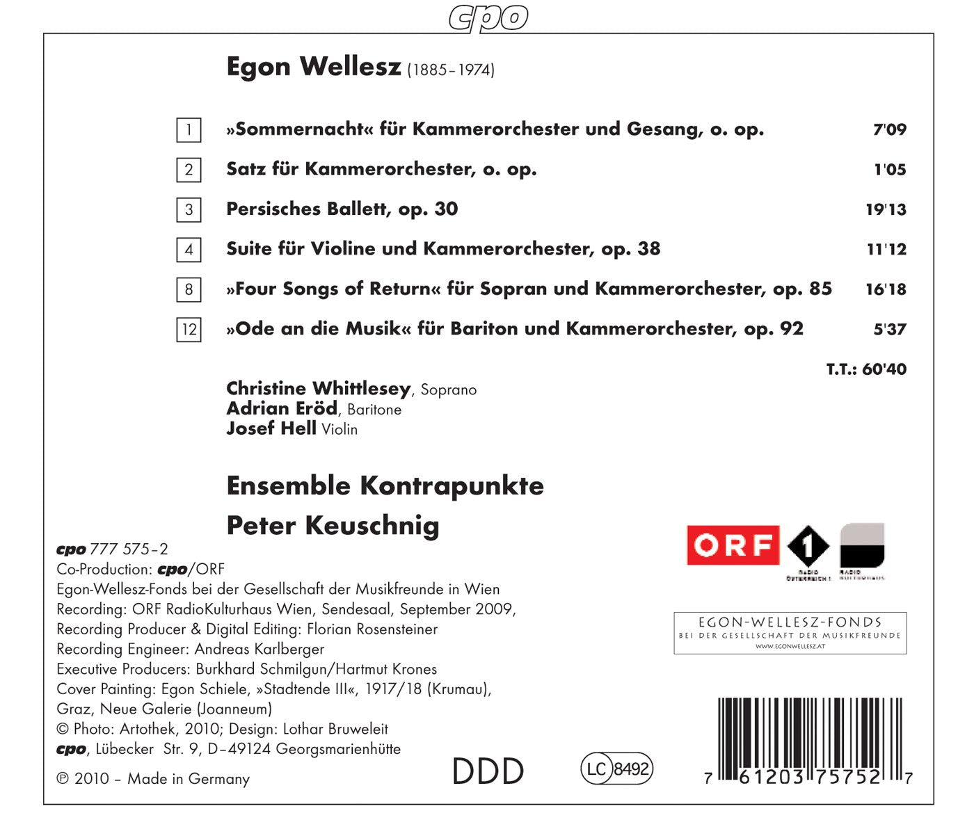 Wellesz: Persisches Ballett & 4 Songs of Return