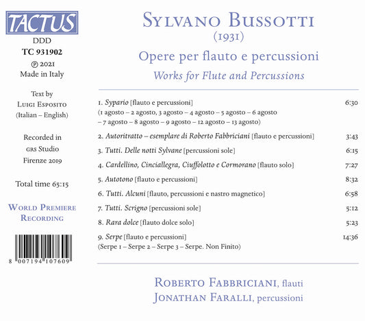 OPERE PER FLAUTO E PERCUSSIONI