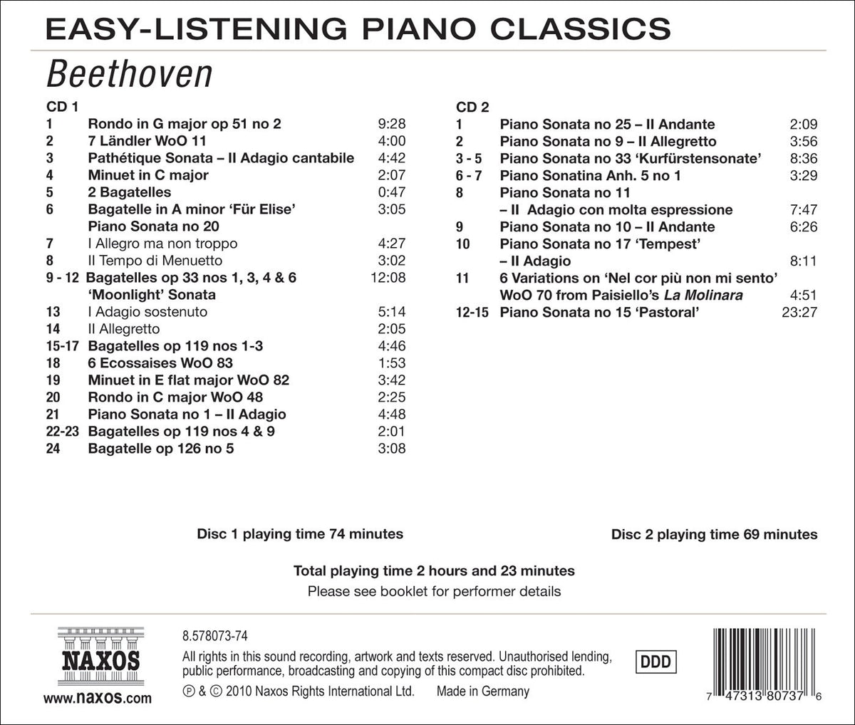 Easy-Listening Piano Classics: Beethoven