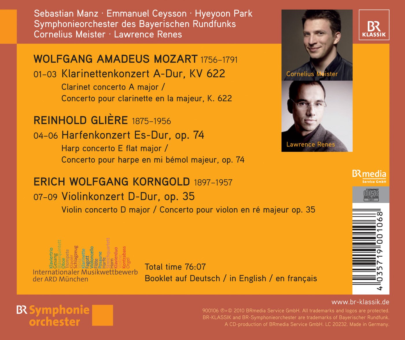 Mozart - Gliere - Korngold