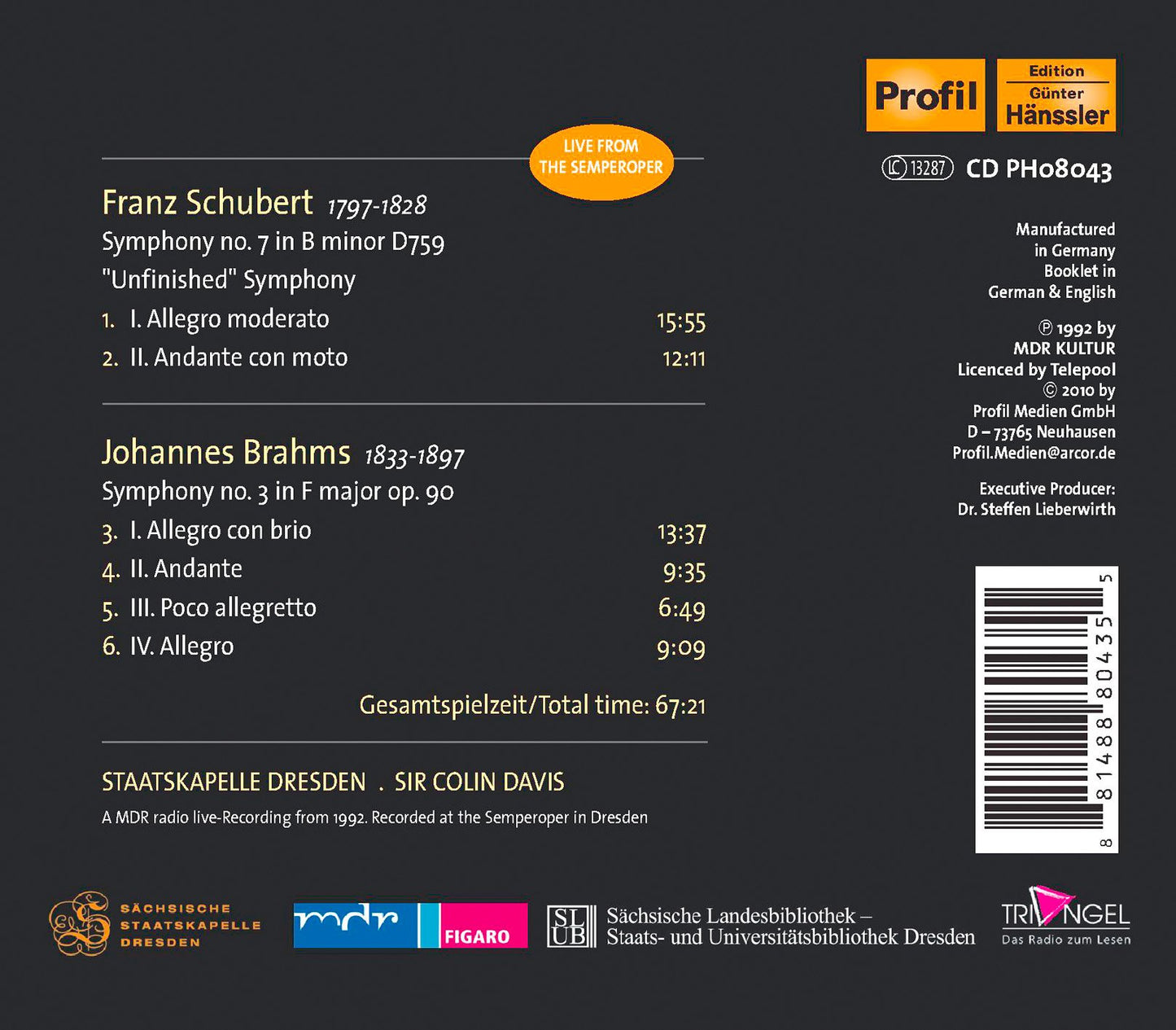 Schubert: Symphony No. 8 in B minor, D. 759, "Unfinished" -