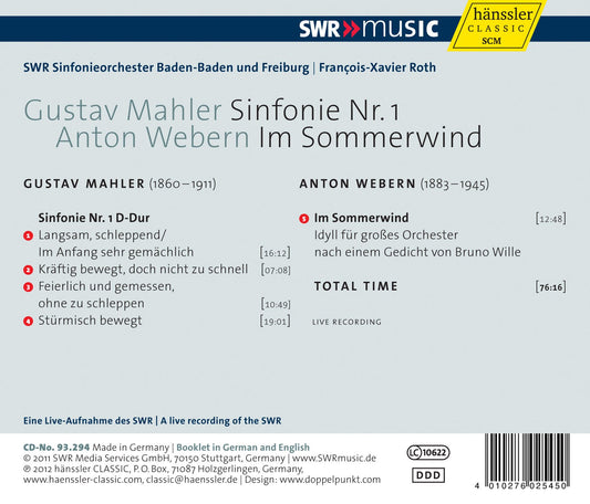 Mahler: Symphony No. 1. - Webern: Im Sommerwind
