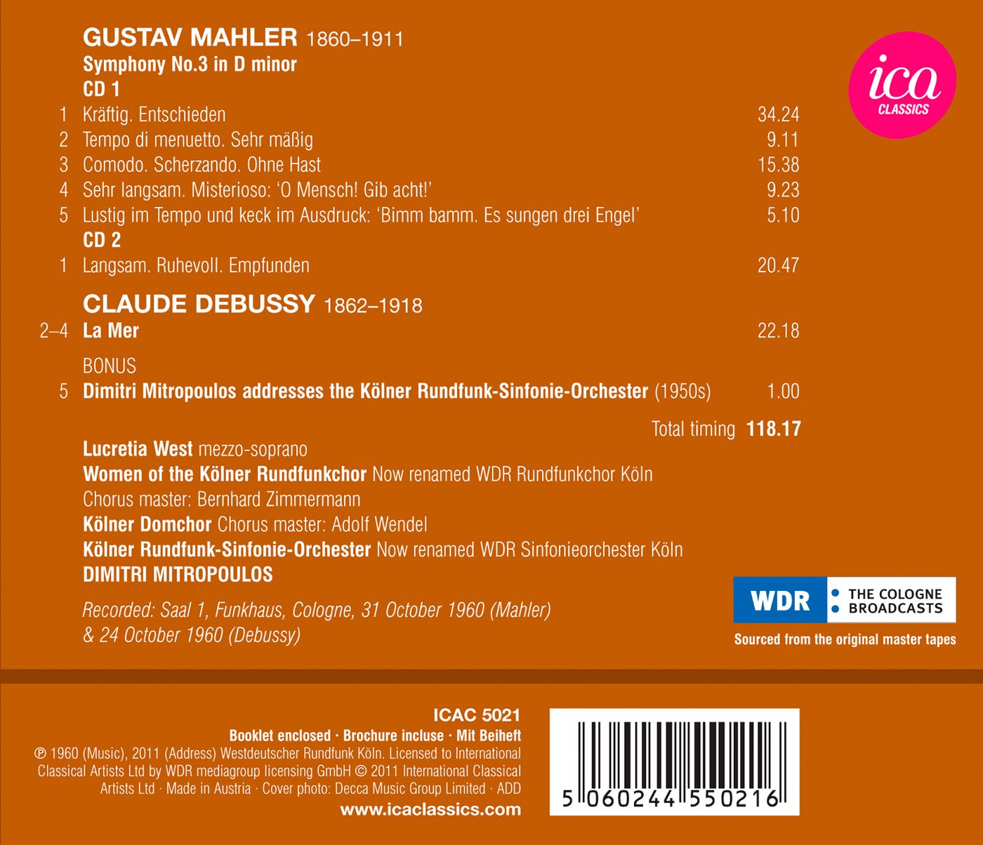 Mahler: Symphony No. 3 - Debussy: La mer