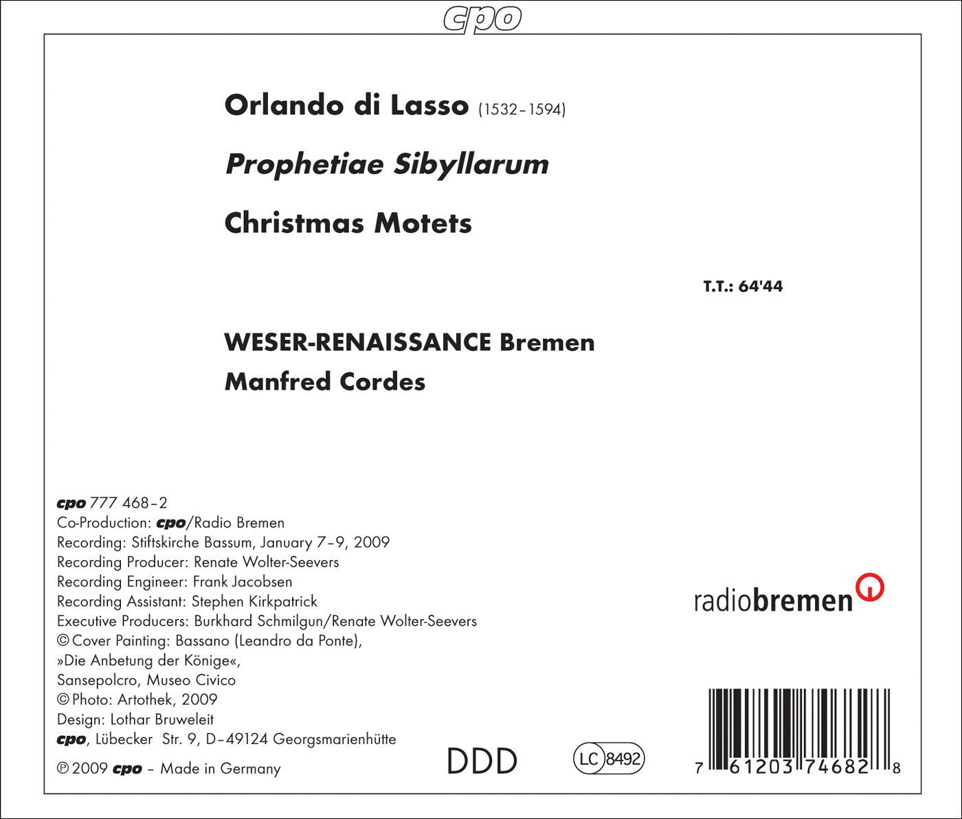 Lasso: Christmas Motets