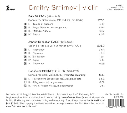 Bartók - Bach - Schneeberger: Works for Solo Violin