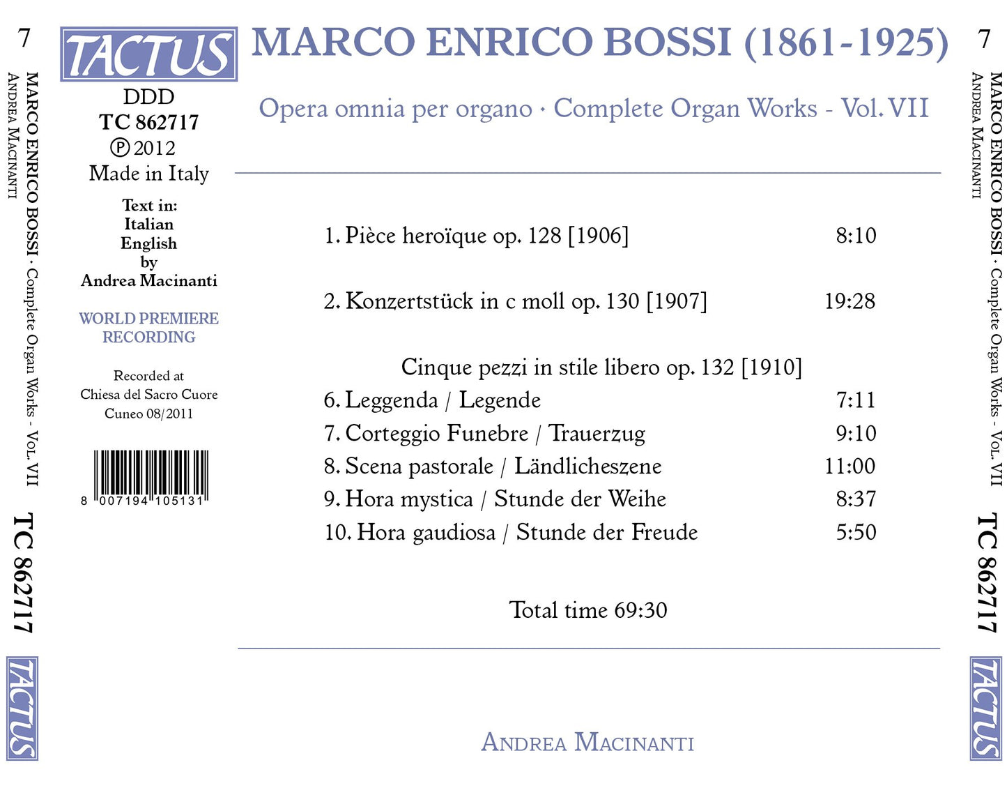 Bossi: Complete Organ Works, Vol. 7