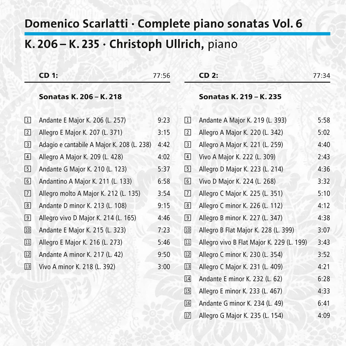 Scarlatti: Complete Piano Sonatas, Vol. 6