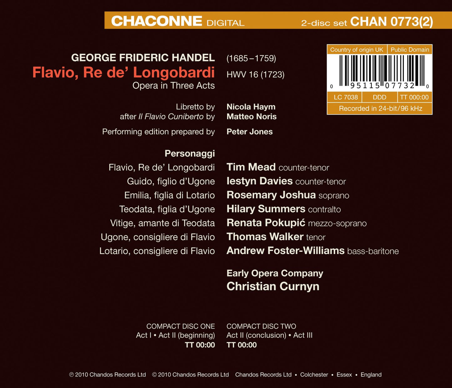 Handel: Flavio, re di Longobardi