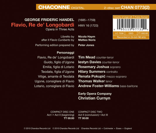 Handel: Flavio, re di Longobardi
