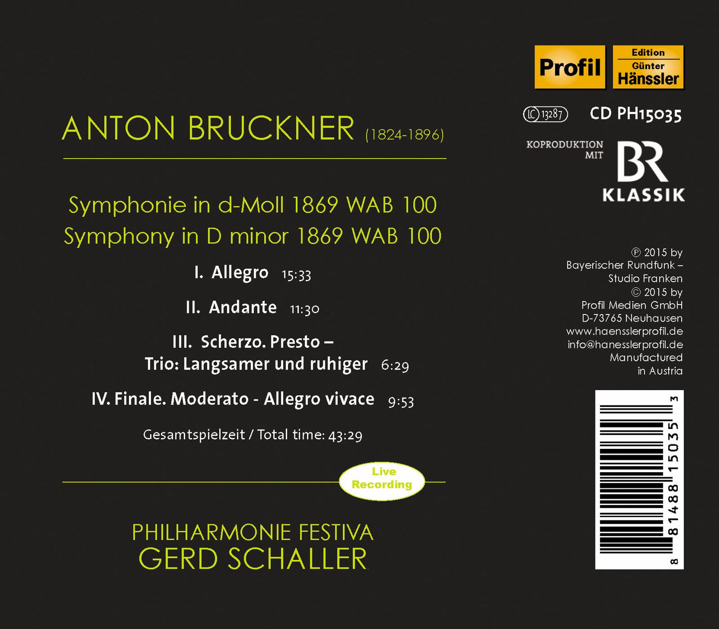 Bruckner: Symphony in D Minor, WAB 100 "Nullte"