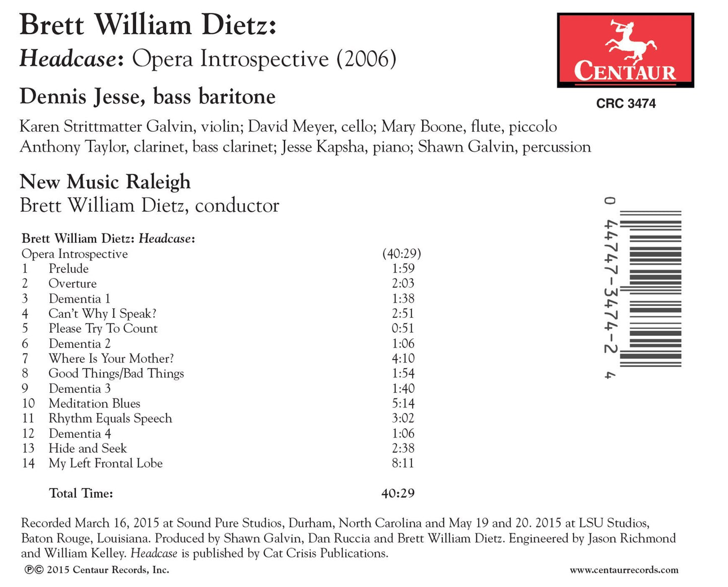 Brett William Dietz: Headcase – Opera Introspective