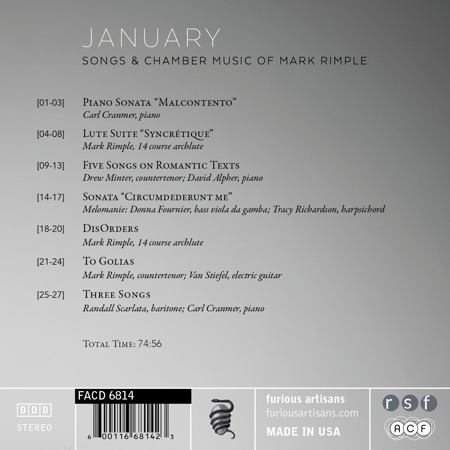 January: Songs & Chamber Music of Mark Rimple