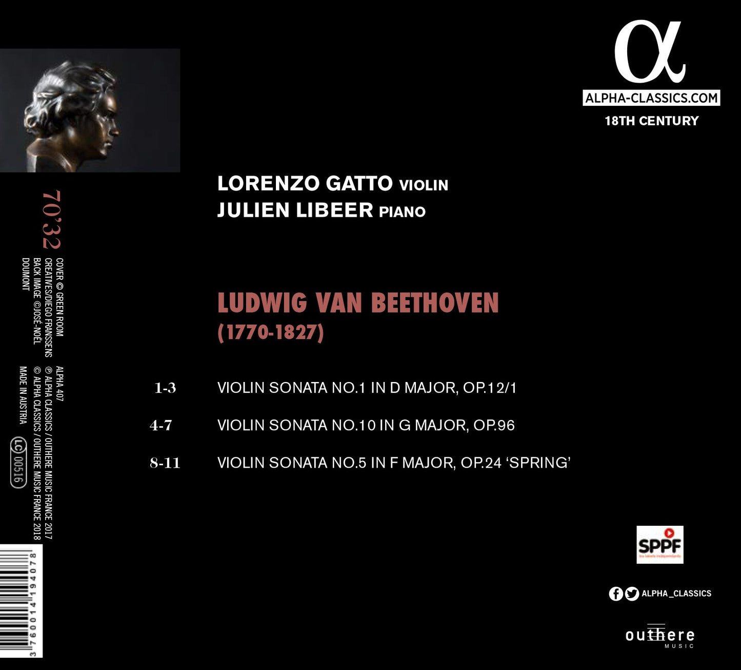 Beethoven: Violin Sonatas Nos. 1, 10 & 5, "Spring"
