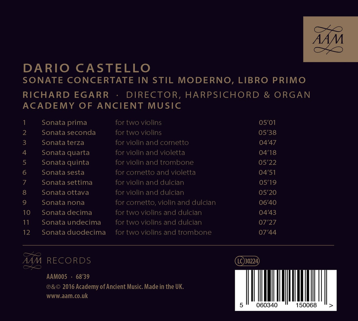 Castello: Sonate concertate in stil moderno, Vol. 1